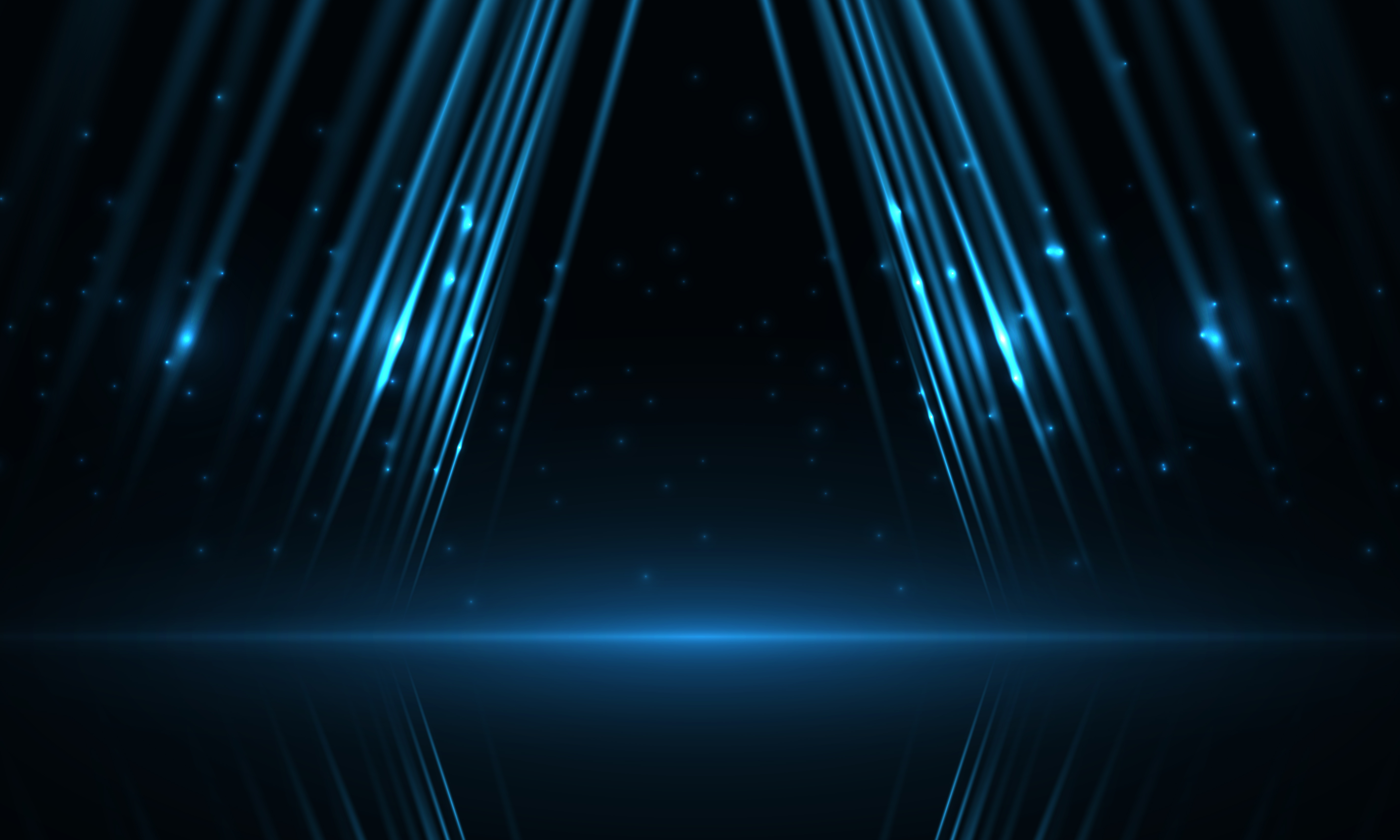 Abstract awards scene background with blue light rays.